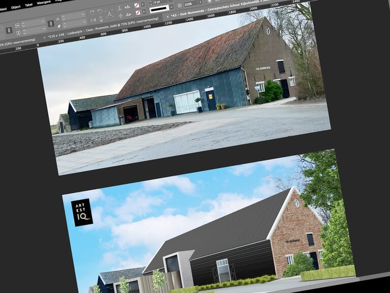 Een visualisatie van voor een verbouwing en daarna