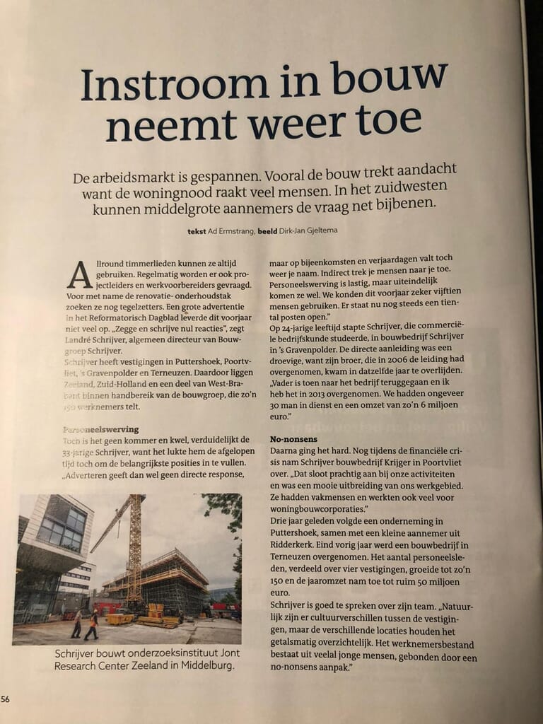 Instroom in de bouw neemt weer toe
