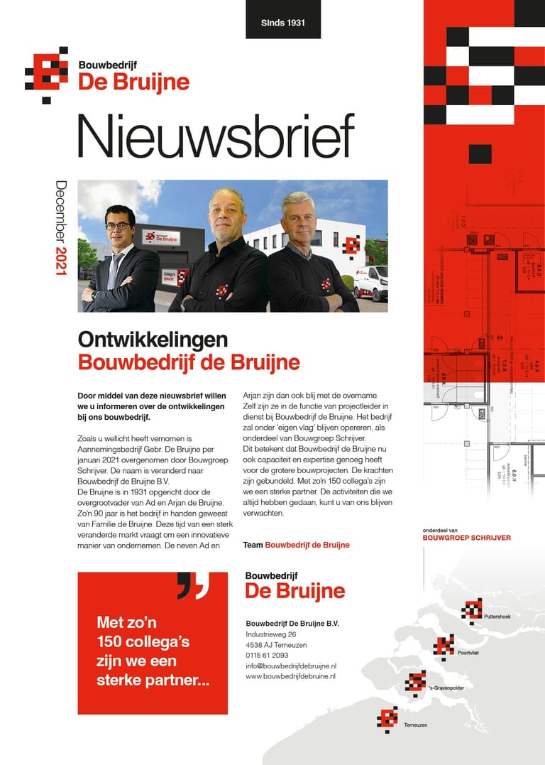 Nieuwsbrief Bouwbedrijf de Bruijne - vestiging Terneuzen