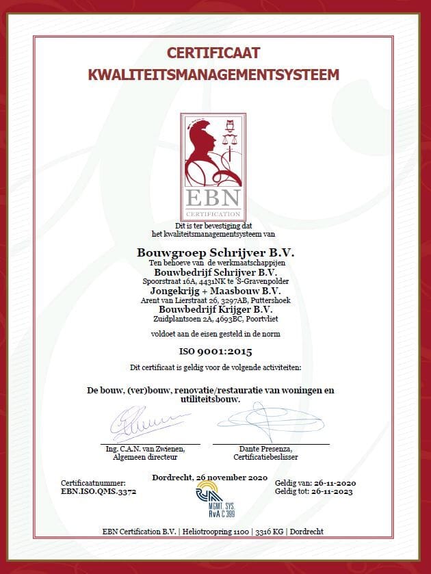 Certificering Bouwgroep Schrijver