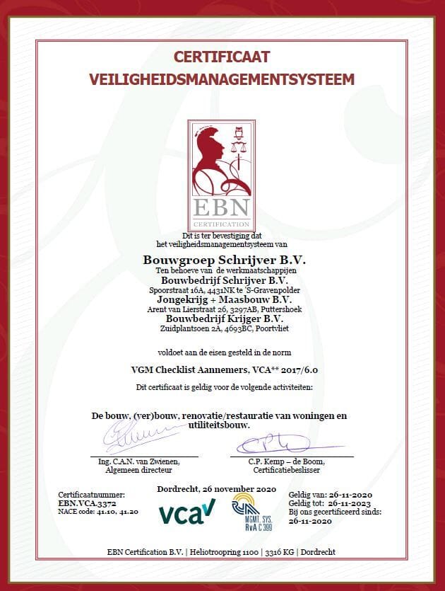 Certificering Bouwgroep Schrijver