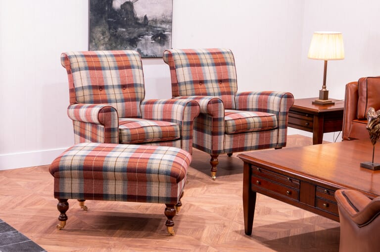 klassieke fauteuil Huntley Engels met wieltjes